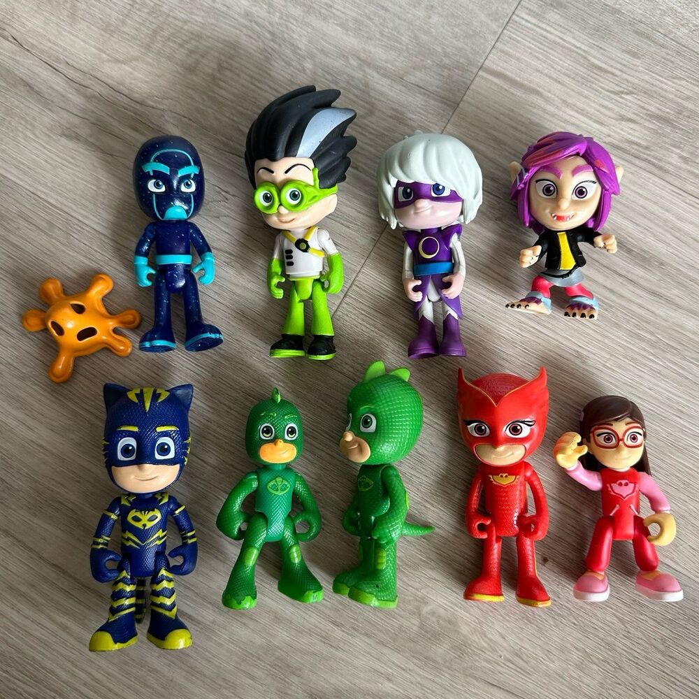 PJ Masks Action Figures Lot - 10 Pieces - Cat Boy Gekko Owlette & Villains